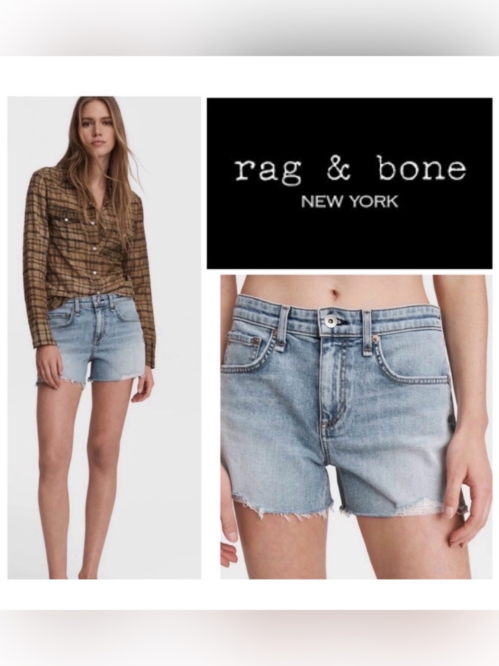 Rag & Bone DRE Low Rise Denim Shorts in Stella